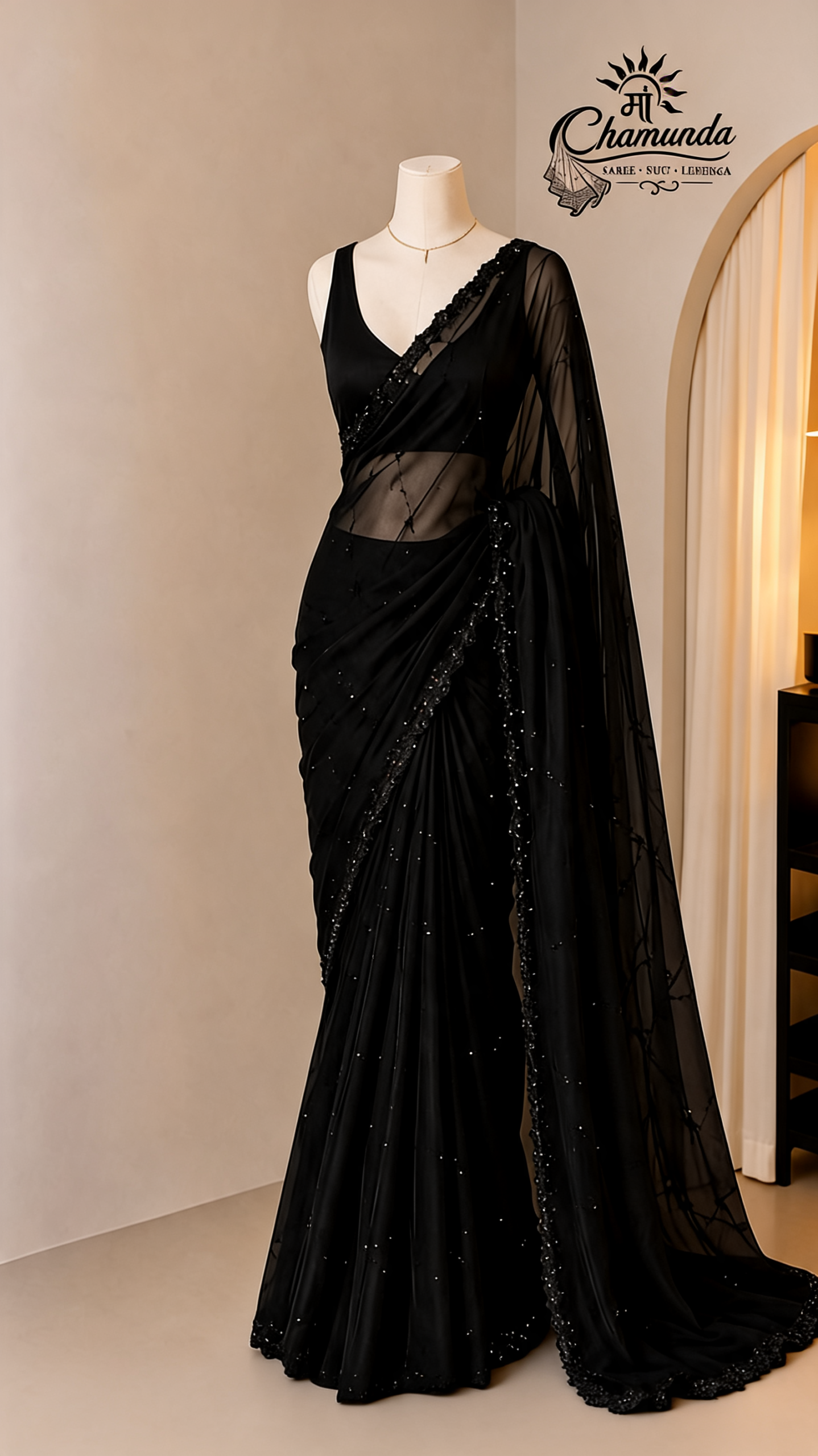 Net Embroidered Saree